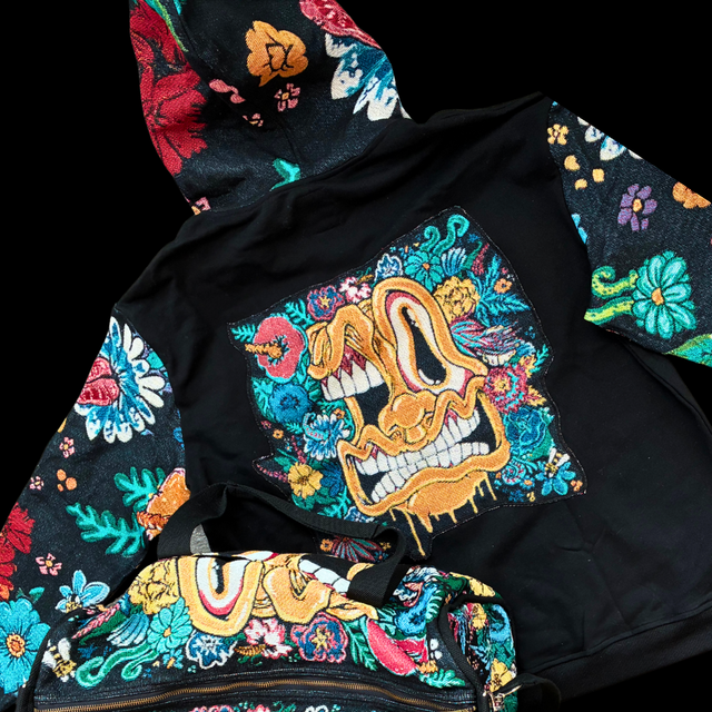 Melty Bros Woven Stitched Streetwear Hoodie - Winter Flowers Edition