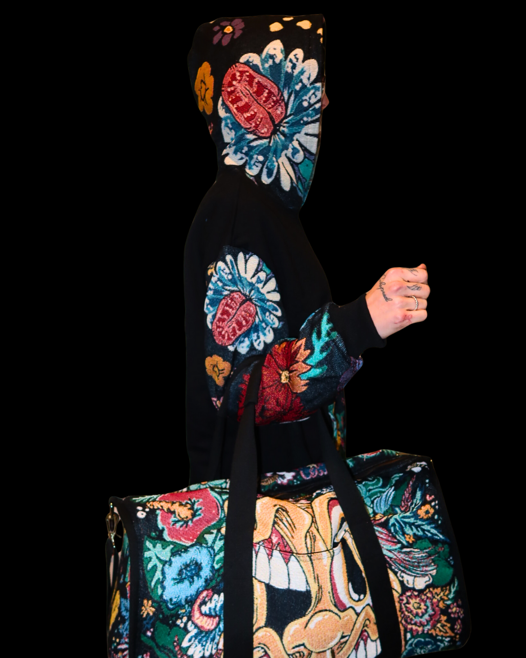 Melty Bros Woven Stitched Streetwear Hoodie - Winter Flowers Edition