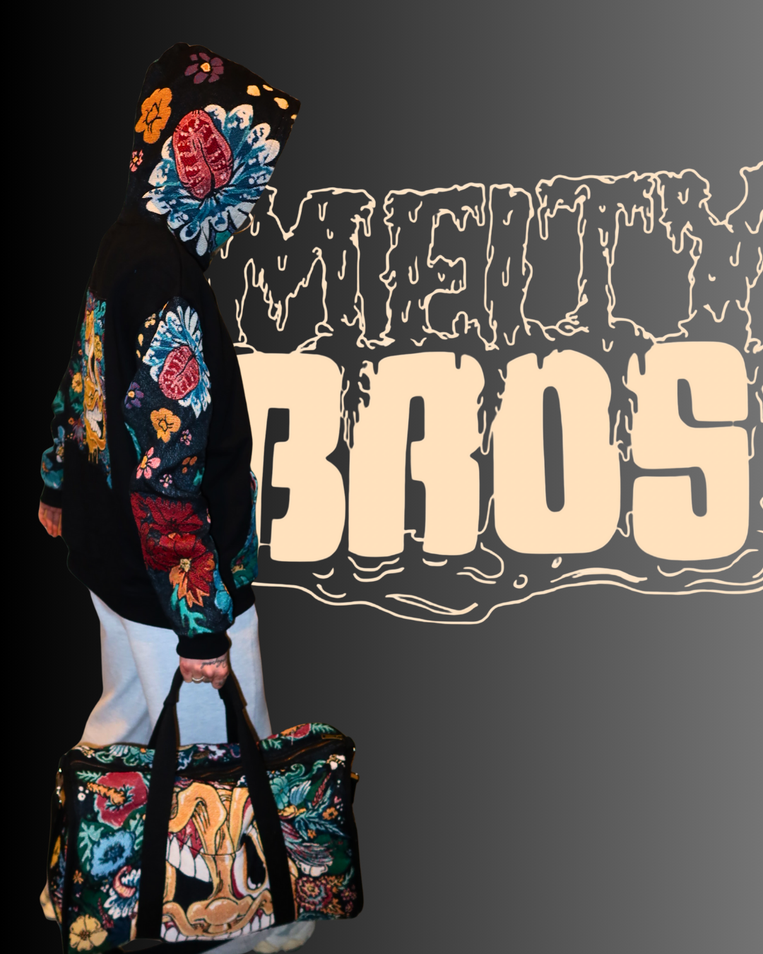 Melty Bros Woven Stitched Streetwear Hoodie - Winter Flowers Edition