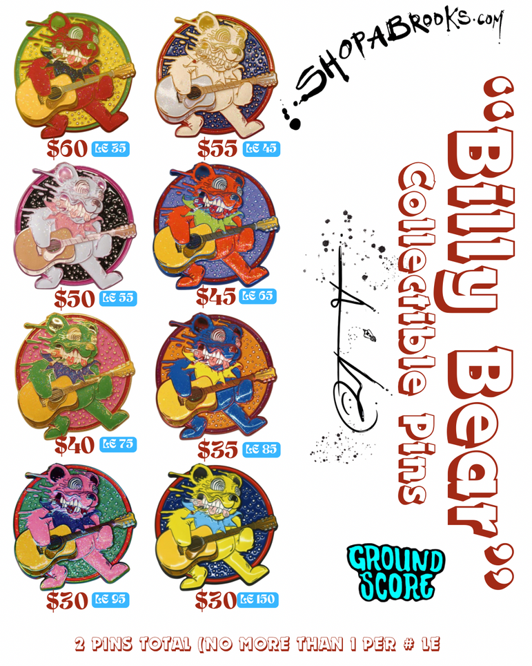 “Billy Bear” Collectible Pins by Aaron Brooks