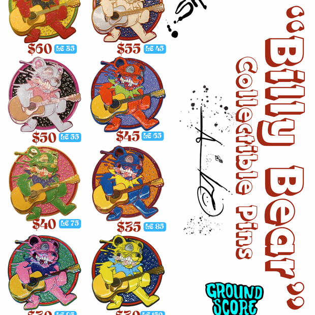 “Billy Bear” Collectible Pins by Aaron Brooks