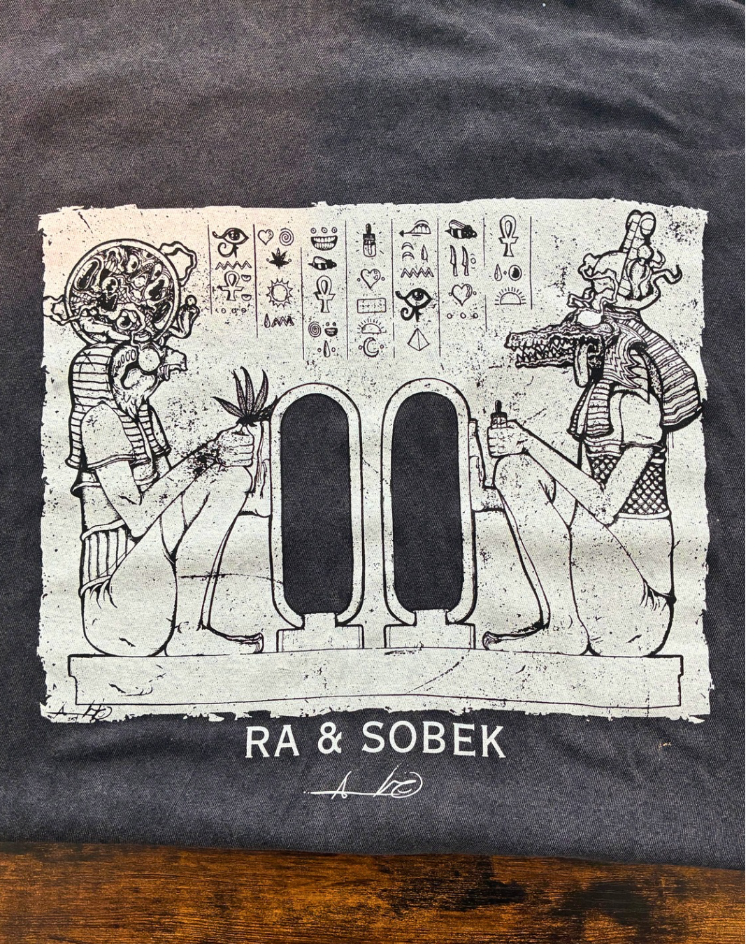 Vintage Wash “Ra & Sobek” Tee – Graphic Shirt by Aaron Brooks